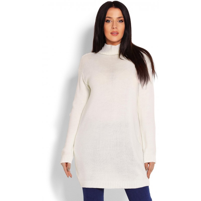 Dlhý krémový dámsky sveter 40009