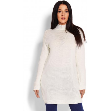 Dlhý krémový dámsky sveter 40009