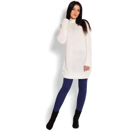 Dlhý krémový dámsky sveter 40009