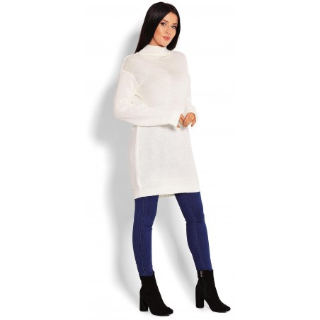 Dlhý krémový dámsky sveter 40009
