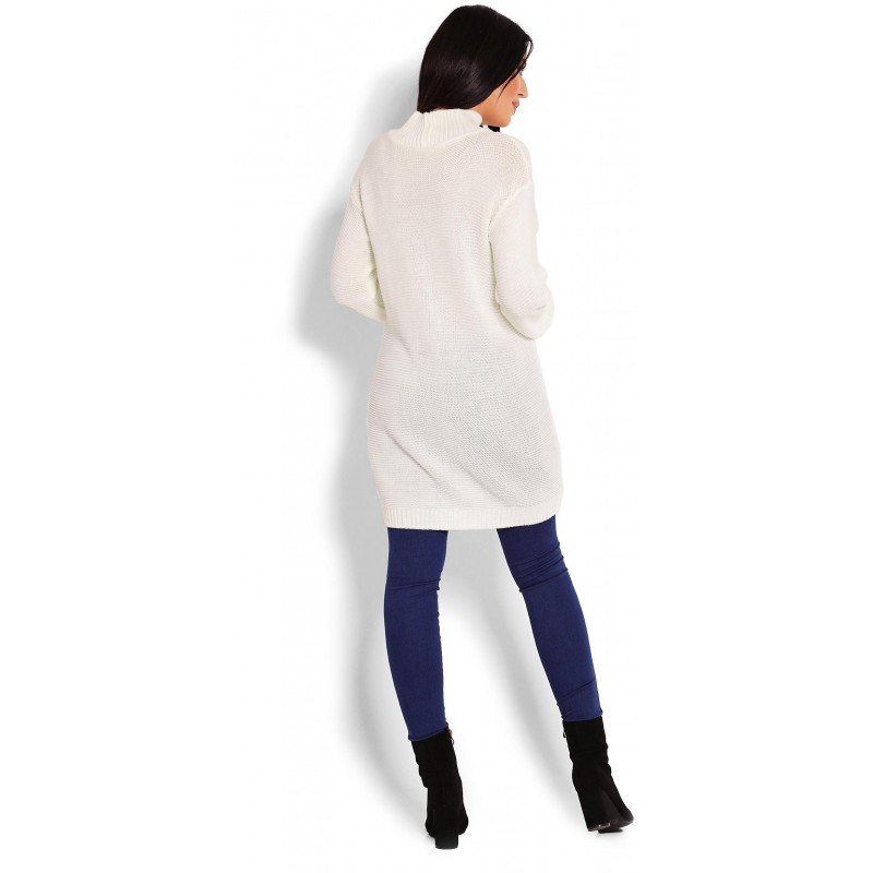 Dlhý krémový dámsky sveter 40009