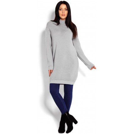 Dlhý sivý dámsky sveter 40009