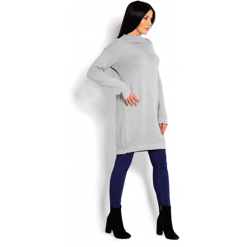 Dlhý sivý dámsky sveter 40009