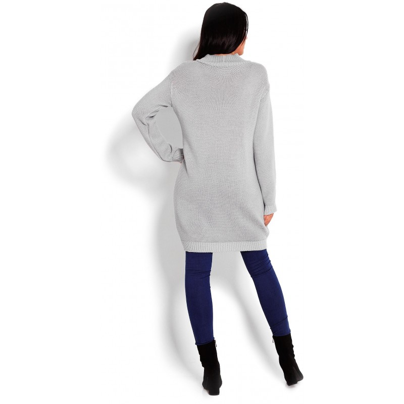 Dlhý sivý dámsky sveter 40009