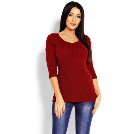 Dámsky sveter s 3/4 rukávom 70008 - bordový