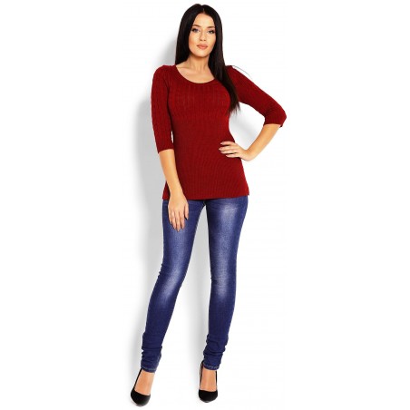 Dámsky sveter s 3/4 rukávom 70008 - bordový