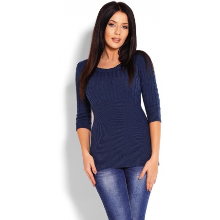 Dámsky sveter s 3/4 rukávom 70008 - petrolejový