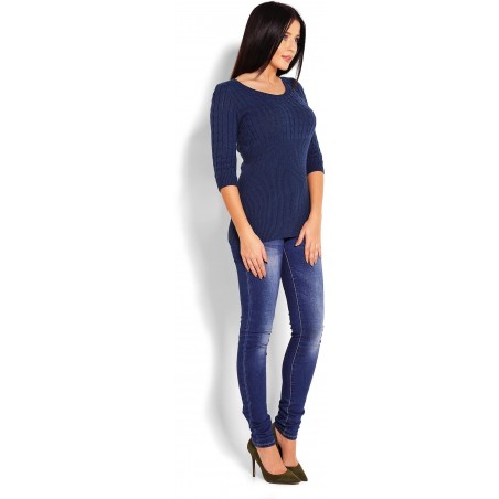 Dámsky sveter s 3/4 rukávom 70008 - petrolejový