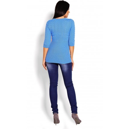 Dámsky sveter s 3/4 rukávom 70008 - modrý