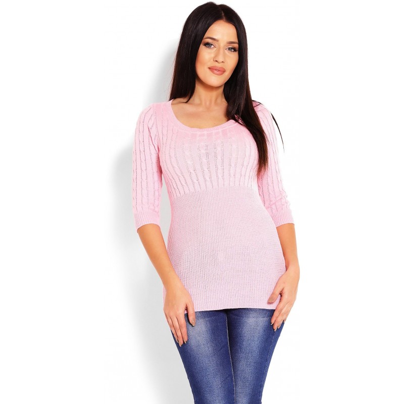 Dámsky sveter s 3/4 rukávom 70008 - ružový