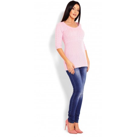 Dámsky sveter s 3/4 rukávom 70008 - ružový