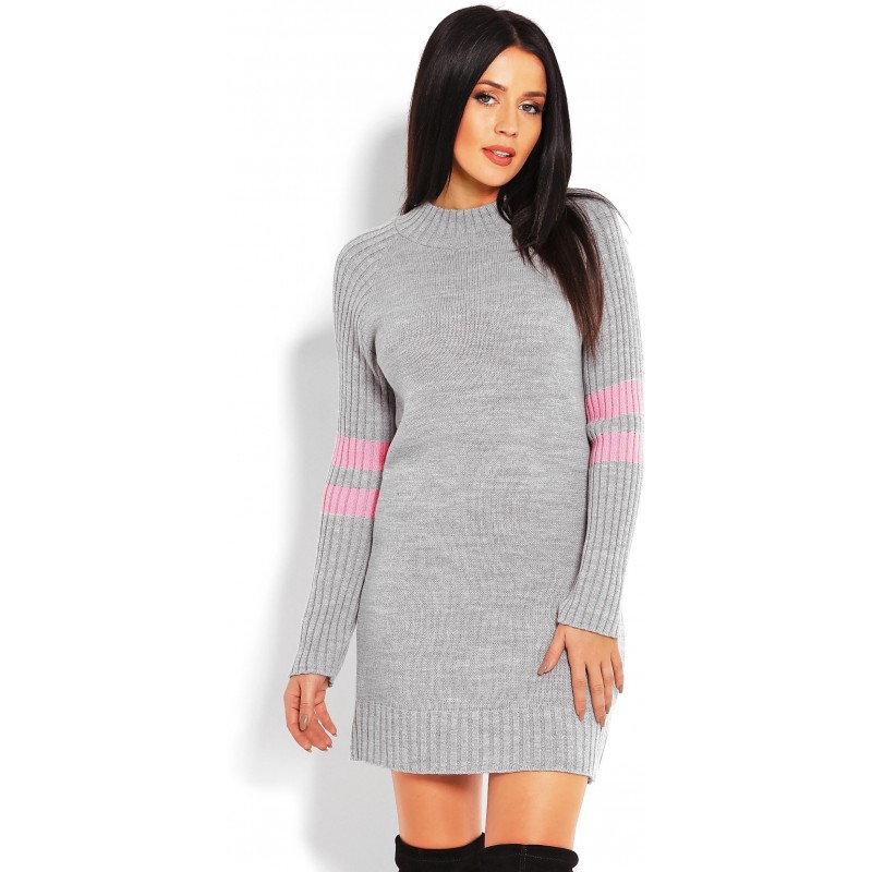 Sivý dlhý dámsky sveter 70011