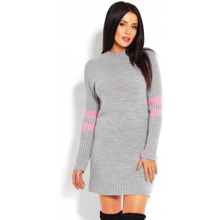 Sivý dlhý dámsky sveter 70011