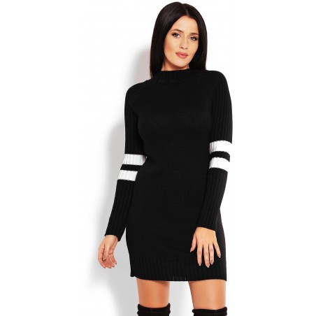 Čierny dlhý dámsky sveter 70011