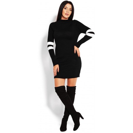 Čierny dlhý dámsky sveter 70011