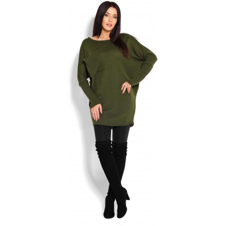 Dámsky tunikový sveter 40017 - kaki