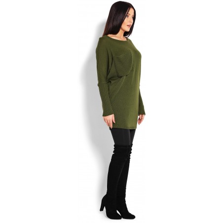 Dámsky tunikový sveter 40017 - kaki