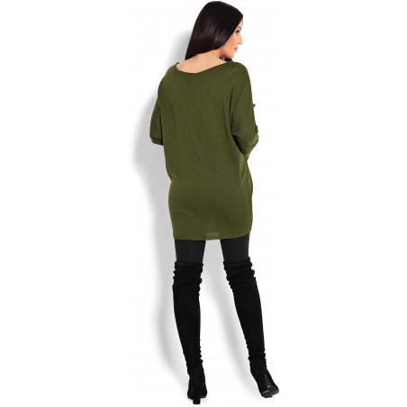 Dámsky tunikový sveter 40017 - kaki