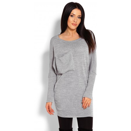 Dámsky tunikový sveter 40017 - sivý