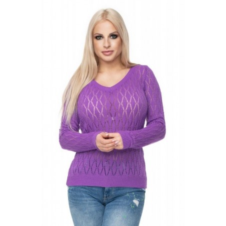 Ažúrový sveter pre dámy 70018 - fialový