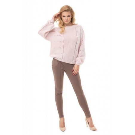 Dámsky mäkký sveter 30059 - púdrový