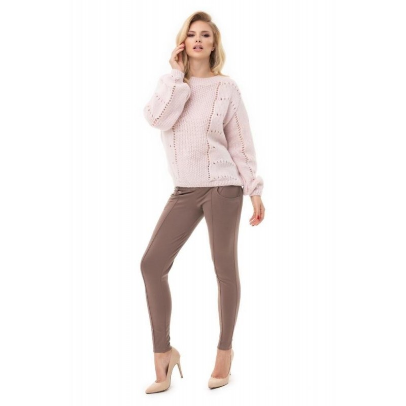 Dámsky mäkký sveter 30059 - púdrový