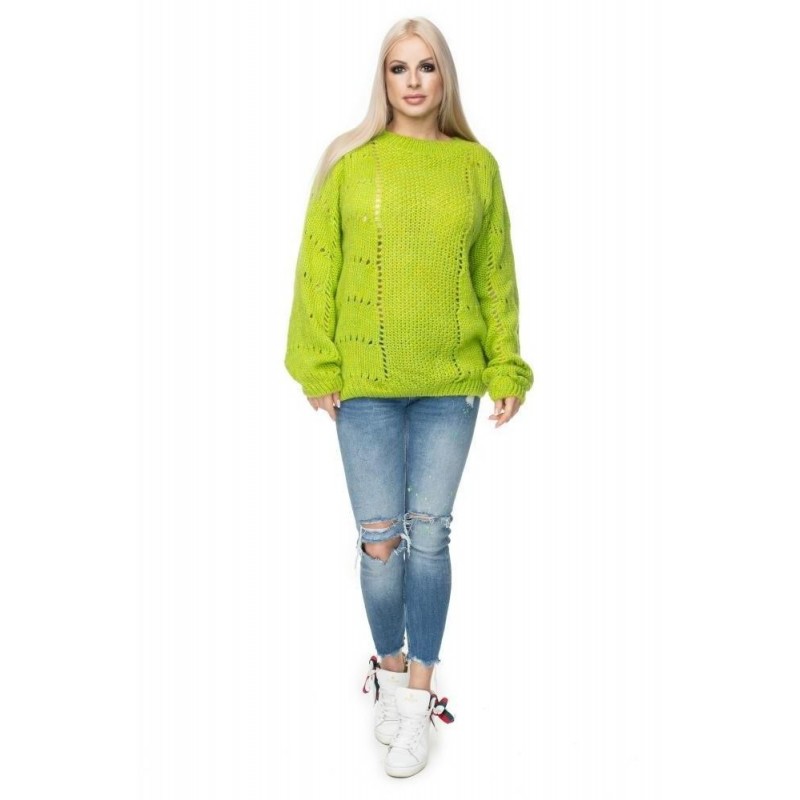 Dámsky mäkký sveter 30059 - limetkový
