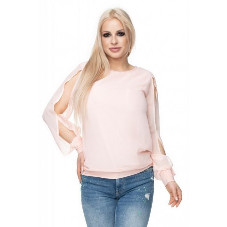Šifónová dámska blúzka 0121 - púdrová