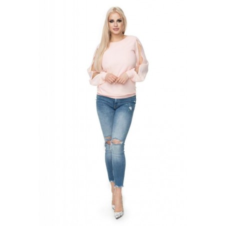 Šifónová dámska blúzka 0121 - púdrová
