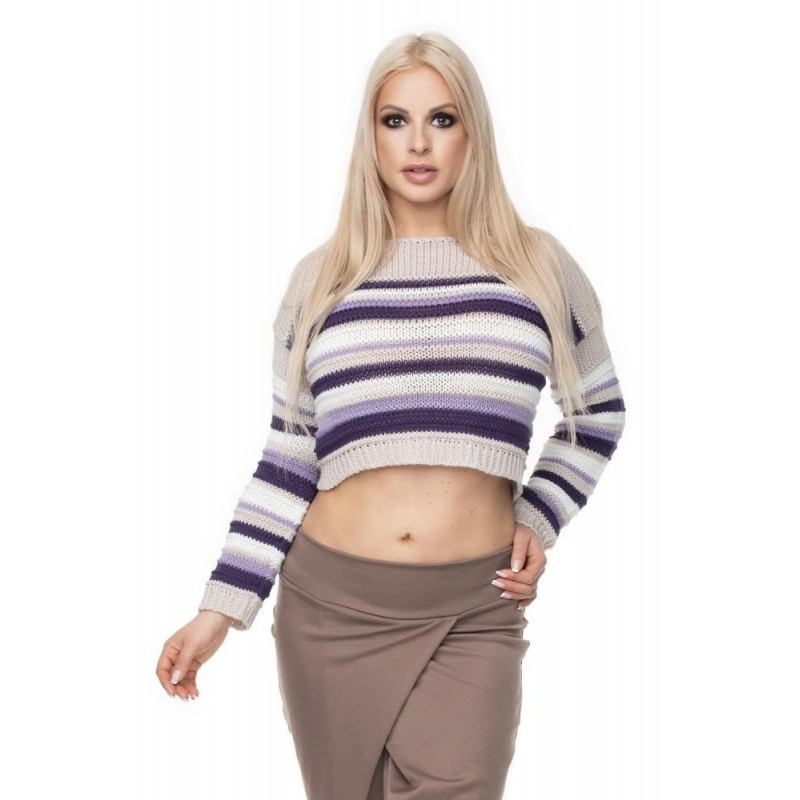 Dámsky krátky sveter 70017 - fialový