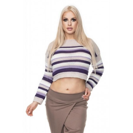 Dámsky krátky sveter 70017 - fialový