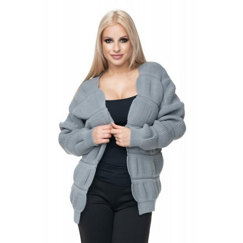 Sivý dámsky kardigán 40022