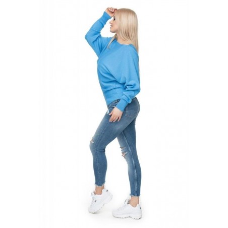 Dámsky oversize modrý sveter 70003