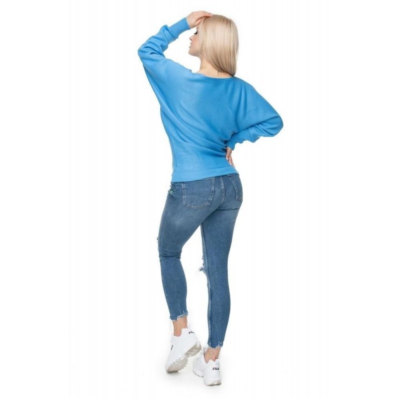 Dámsky oversize modrý sveter 70003