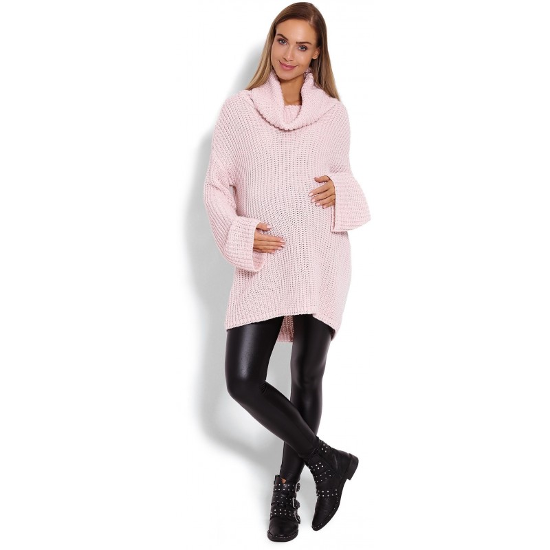 Tehotenský hrubý oversize rolák 70012C - púdrový