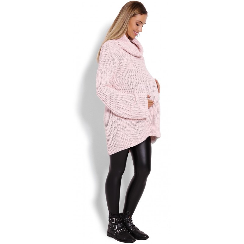 Tehotenský hrubý oversize rolák 70012C - púdrový