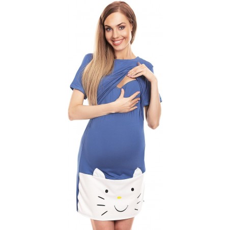 Modrá tehotenská nočná košeľa 0126