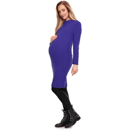 Tehotenské svetrové šaty 40026 - fialové