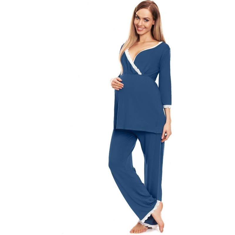 Tehotenské pyžamo 0136 - modré