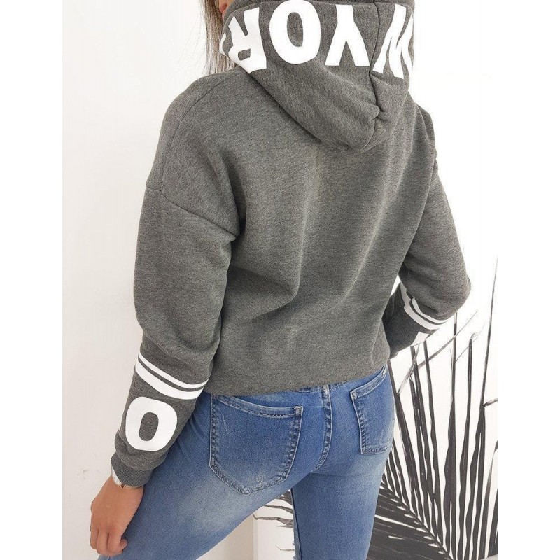 Dámska mikina s kapucňou STEYS BY0456 - tmavosivá