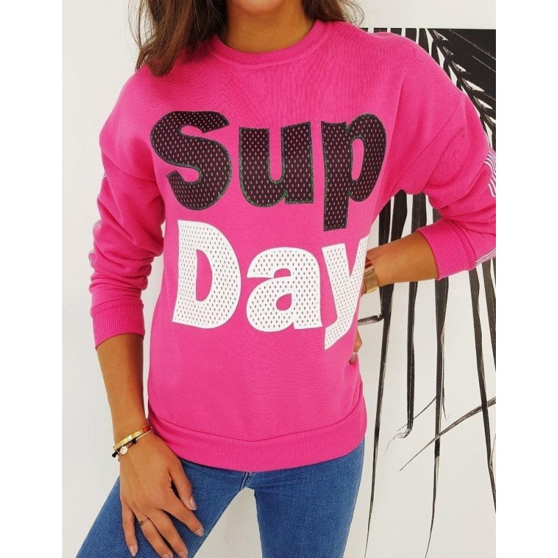 Ružová dámska mikina s potlačou SUP DAY BY0496