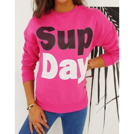 Ružová dámska mikina s potlačou SUP DAY BY0496