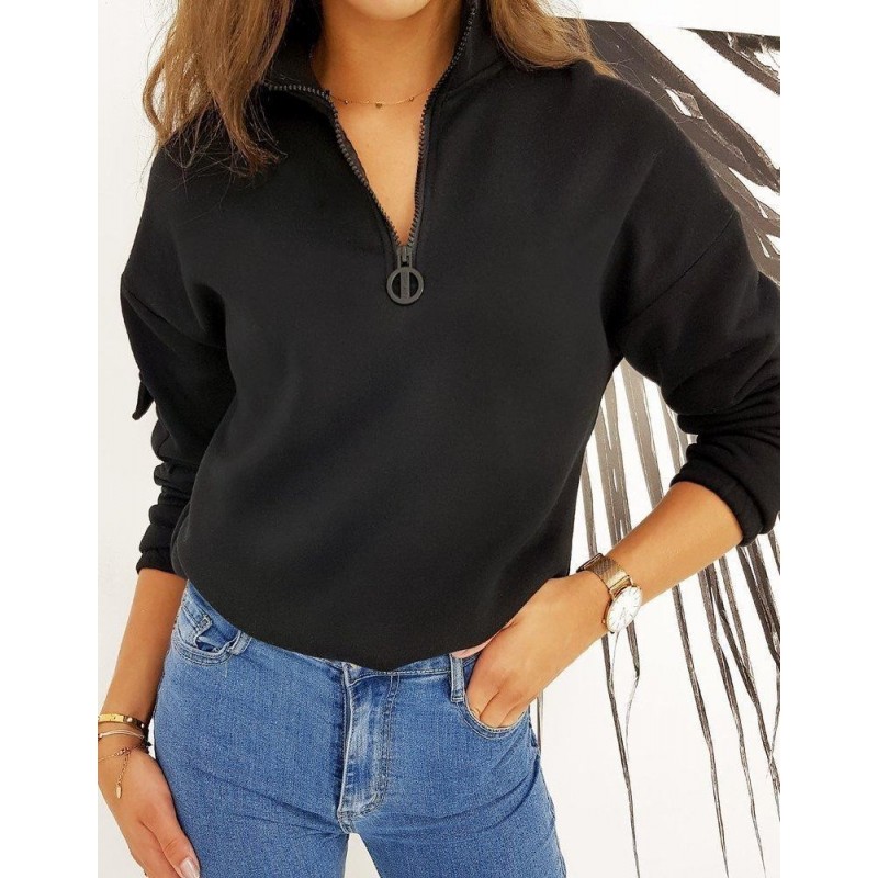 Čierna dámska jednofarebná mikina BLISS BY0498