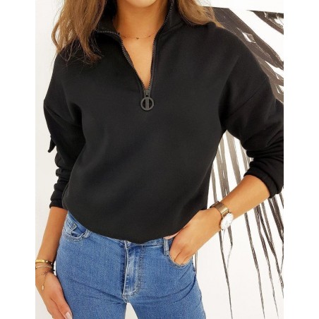 Čierna dámska jednofarebná mikina BLISS BY0498