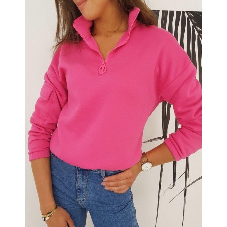 Ružová dámska jednofarebná mikina BLISS BY0499