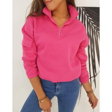Ružová dámska jednofarebná mikina BLISS BY0499