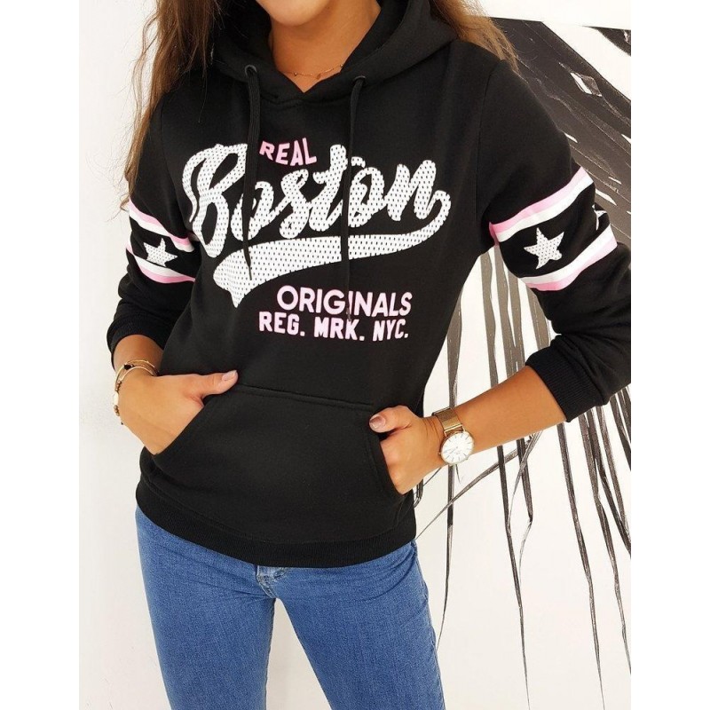 Čierna dámska mikina s kapucňou BOSTON BY0500