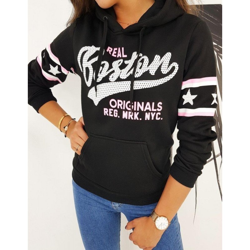 Čierna dámska mikina s kapucňou BOSTON BY0500