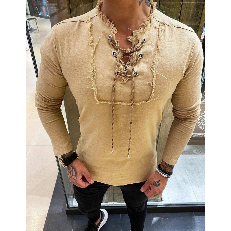 Pánska kamelová casual košeľa DX1901