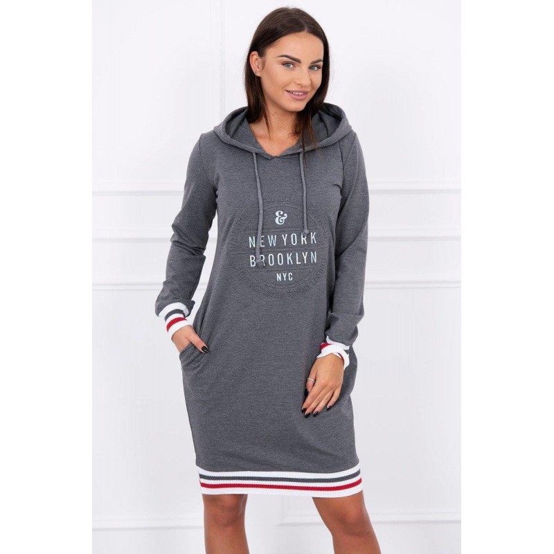 Dámske mikinové šaty 62095 - grafitové